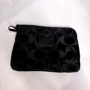 Coach snap in pouch black canvas zipper top